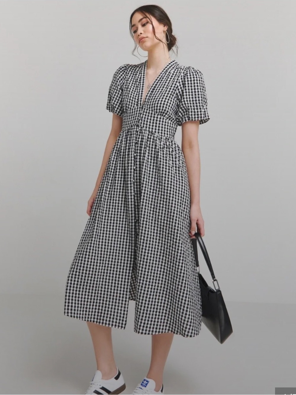 Nobody's Child Black Gingham Check Starlight Midi Dress